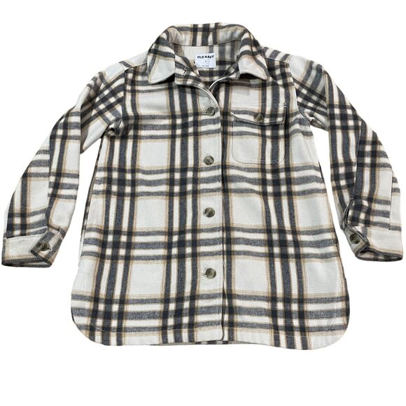 Old Navy Plaid Shirt Jacket Women's Size Small Beige & Black Heavyweight 90s Y2K - Picture 1 of 7